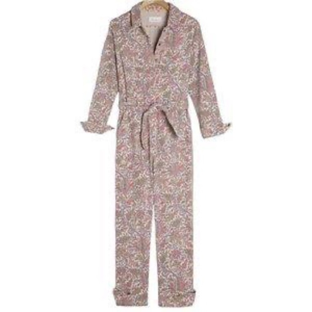 Anthropologie purple paisley utility jumpsuit